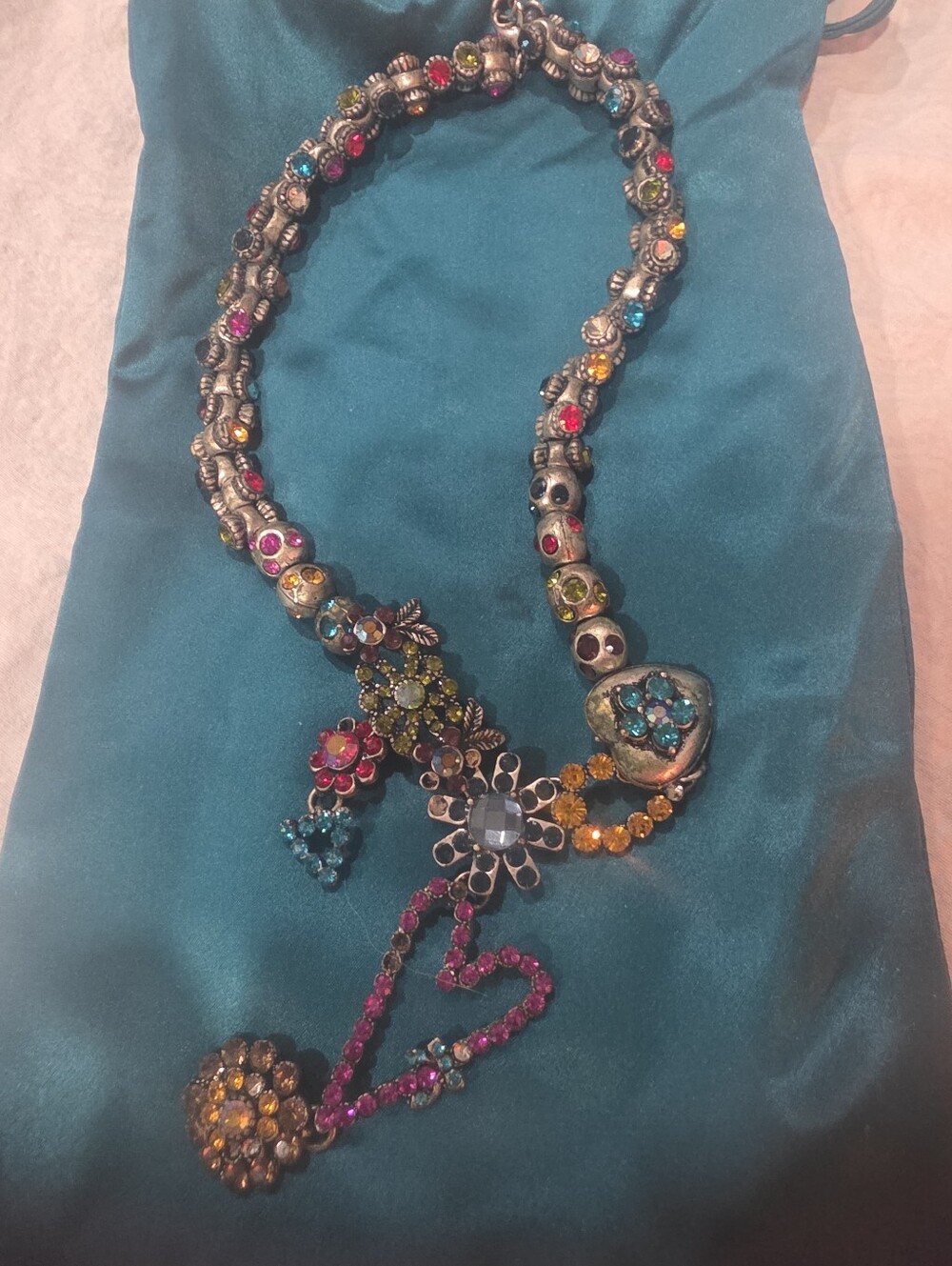 Multicolor Crystal Floral Pendant Necklace - Women Jewelry